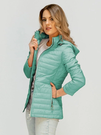 PIKOWANA KURTKA Z KAPTUREM MIĘTOWA (W629)