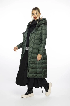 Długa kurtka damska z kapturem Ann Gissy zielona (AG1-J9169)