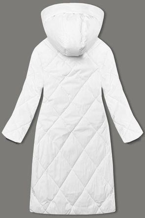 Zimowa długa kurtka damska biała (5M3168-281)