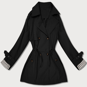 Krótki trencz na guziki Goodlookin czarny (KK60415-1#)