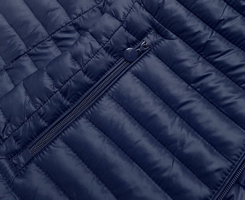 Pikowana kurtka z kapturem granatowa (ld-7218)