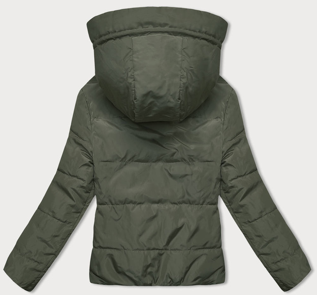 Dwustronna krótka kurtka z kapturem beż-khaki (B8181-101011)