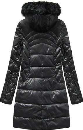 PIKOWANA KURTKA Z KAPTUREM CZARNA (1142)