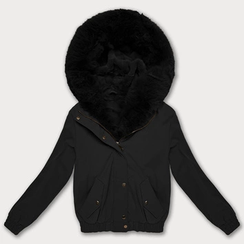 Krótka kurtka z futrzaną podszewką S'West czarna (B8506-1)