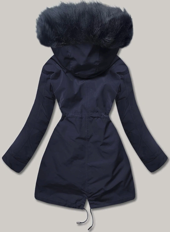Ciepła kurtka zimowa damska granat/ecru/granat (w629big)