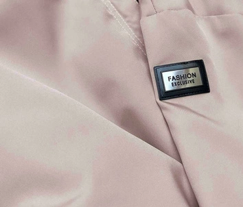 Cienka kurtka damska z ozdobną lamówką beżowa (B8142-51)