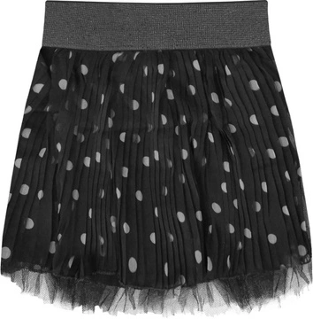 PLISOWANA SPÓDNICA MINI W GROSZKI CZARNO-SZARA (380ART)