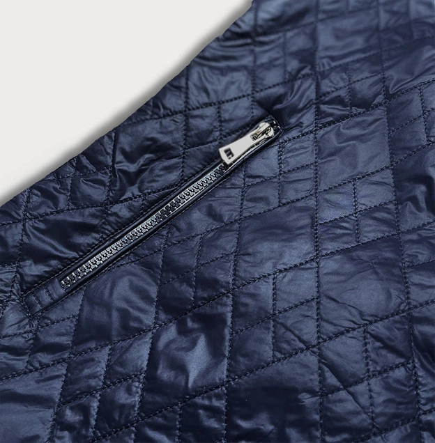 Pikowana kurtka damska granatowa (rqw-7009)