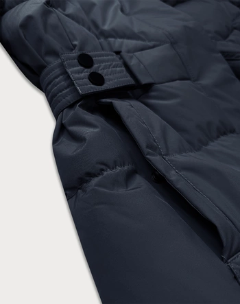 Zimowa kurtka damska z paskiem LHD granatowa (LHD-24575)