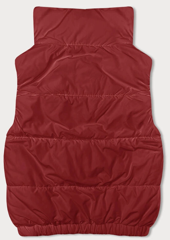 Krótki puchowy bezrękawnik damski ze stójką czerwony (16M9092-270)