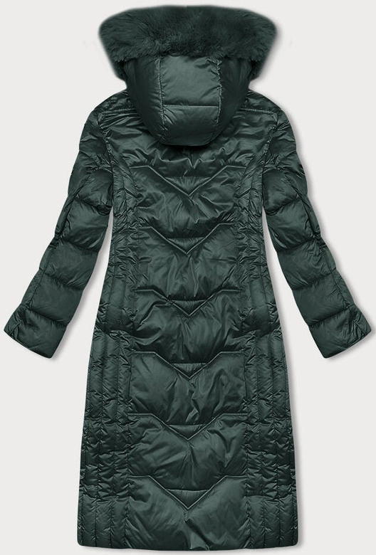 Taliowana długa kurtka zimowa zielona ciemna S'west (B8201-10)