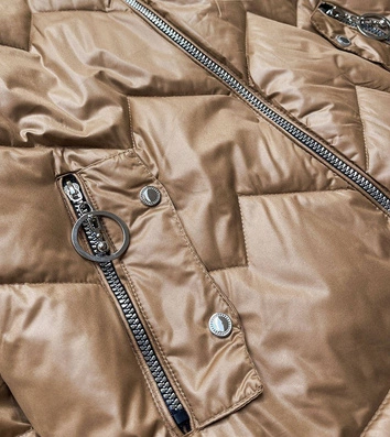 Kurtka damska z kapturem karmelowo/granatowa (bh2003)