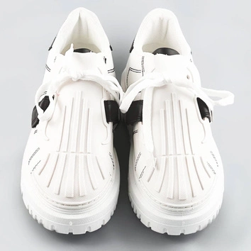 Damskie buty sportowe z nakładką na sznurowadła biało-czarne (ra2049)