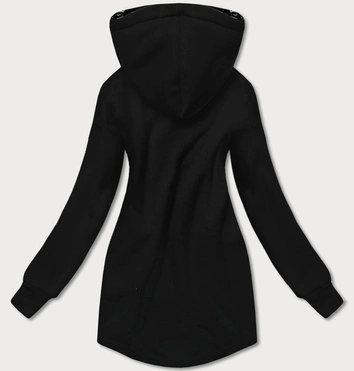 Prosta bluza damska z ozdobnym suwakiem czarna (AMG-37)