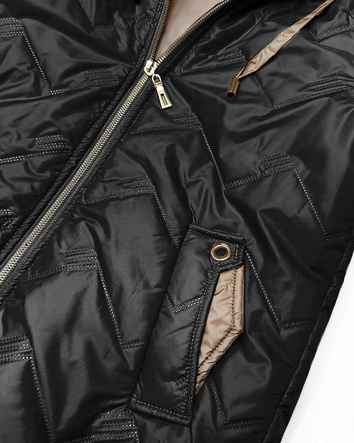 Pikowana kurtka damska z kapturem Goodlookin czarna (B8596/B6111-1)