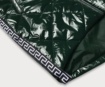 Lekka błyszcząca kurtka damska z lamówkami zielona (LD7258BIG)