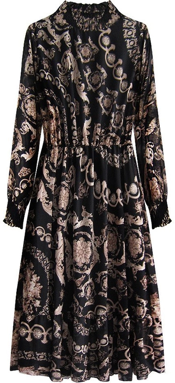 SZYFONOWA SUKIENKA MIDI CZARNA (497ART)