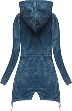 BLUZA Z HAFTAMI I KAPTUREM NIEBIESKA 2 (J205BS)