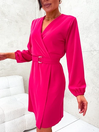 Elegancka sukienka kopertowa malinowa (8251)