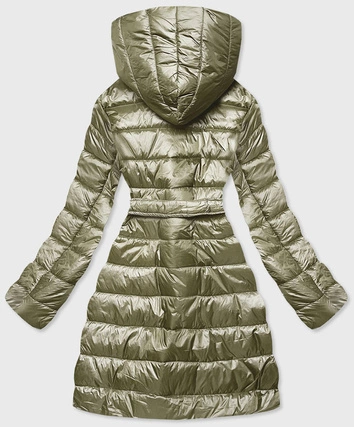 Lekka kurtka damska zimowa z ocieplanym kapturem khaki (omdl-019)
