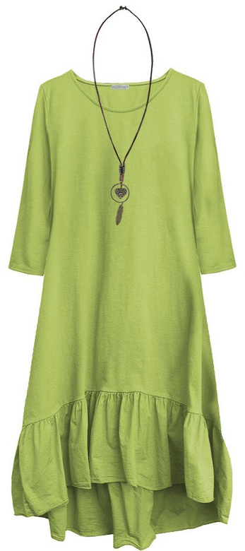 BAWEŁNIANA SUKIENKA OVERSIZE LIMONKOWA (403/3ART)