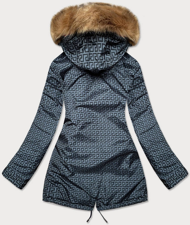 Dwustronna damska kurtka zimowa granatowo-szara (mhm-w556)