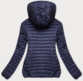 Pikowana kurtka damska z kapturem granatowa (2021-09)