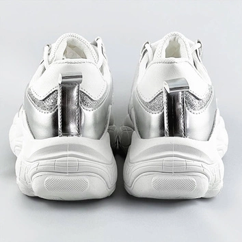 Sznurowane sneakersy damskie biało-szare (172)