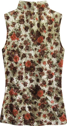 WELUROWY GOLF W KWIATKI ZŁOTO-CZERWONY (3684/6)