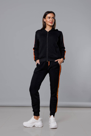 Dres damski z lampasami czarny-pomarańczowy (KK0057)