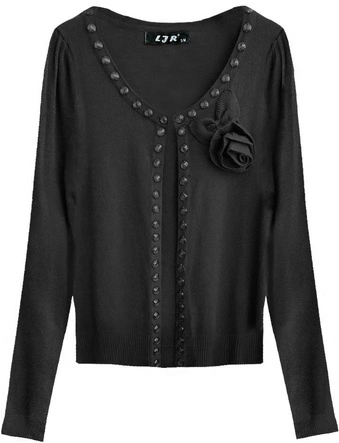 KRÓTKI SWETEREK Z CYRKONIAMI CZARNY (1524)