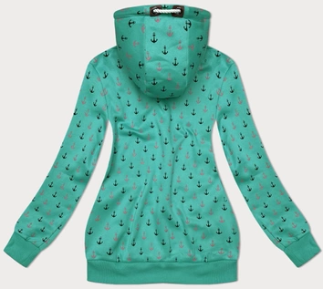 Ciepła rozpinana bluza w kotwice zielona (2307)