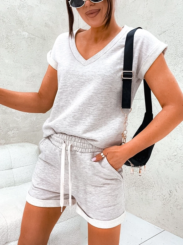 Bawełniany komplet letni beżowy melanż (VE87)