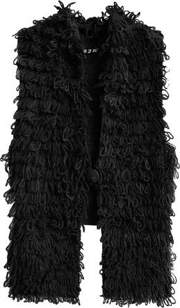 SWETERKOWA KAMIZELKA Z FRĘDZLAMI CZARNA (X1620X)