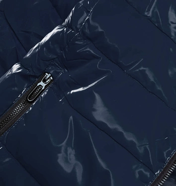 Kurtka damska z wzorzystą podszewką granat (w707)