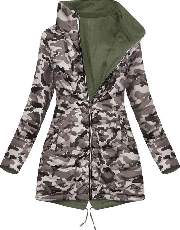 DWUSTRONNA PARKA Z KAPTUREM ARMY-MORO (W306BIG)