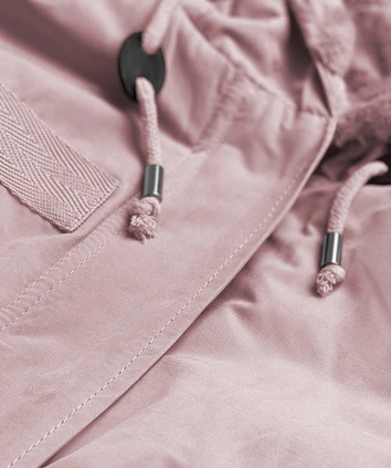 Parka damska przejściowa pudrowy róż (w806)