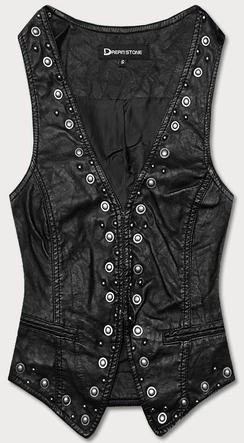 Kamizelka damska z ekoskóry czarna (DSW-1007)