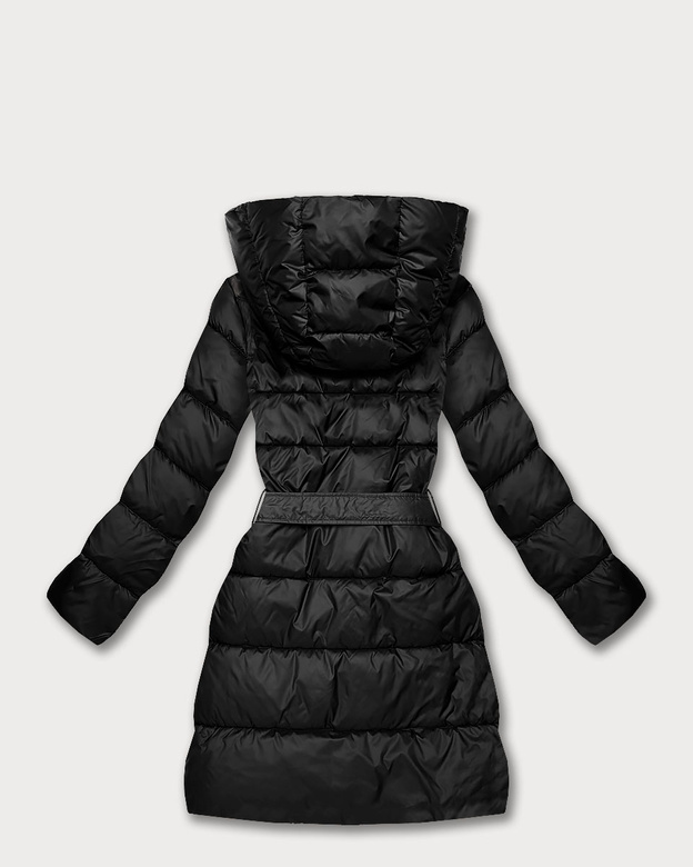 Dwustronna kurtka zimowa plus size czarna/panterka (M6-6008-1)