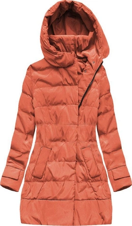 ZIMOWA KURTKA DAMSKA Z KAPTUREM CEGLANA (X1976X)
