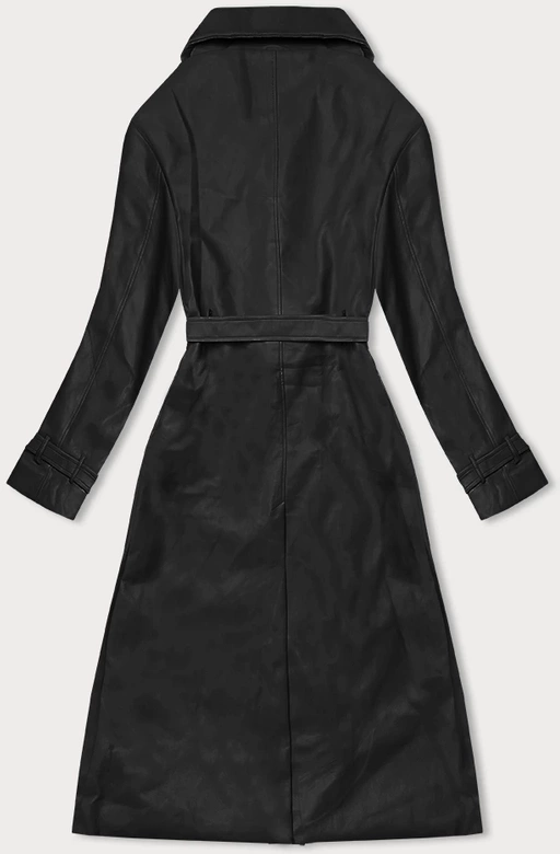 Dwurzędowy klasyczny płaszcz damski ze skóry ekologicznej Ann Gissy czarny (AG6-30)