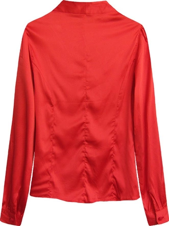 SATYNOWA KOSZULA Z WIĄZANĄ STÓJKĄ CZERWONA (1064)