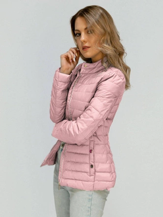 PIKOWANA KURTKA ZE STÓJKĄ JASNORÓŻOWA (W71)