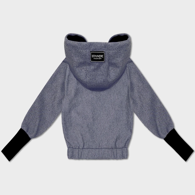 Krótka kurtka ze ściągaczem na dole S'West granat-paseczki (B8540-26)