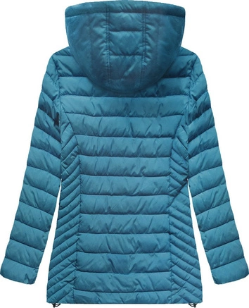 PIKOWANA KURTKA Z KAPTUREM NIEBIESKA (W260BIG)