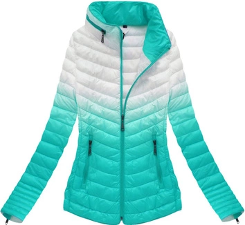 PIKOWANA KURTKA OMBRE BIAŁO-MIĘTOWA (XR7112X)