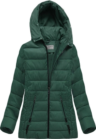 PIKOWANA KURTKA Z KAPTUREM BUTELKOWA ZIELEŃ (R9505)