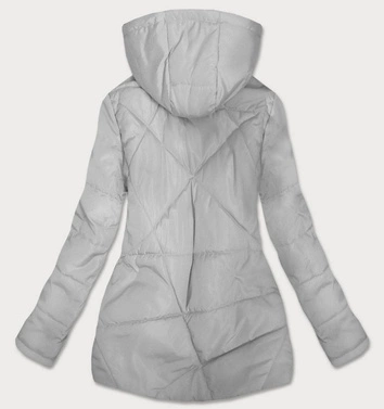 CIENKA KURTKA DAMSKA Z ASYMETRYCZNYM DOŁEM SZARA (B9532)