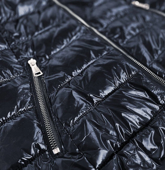 Kamizelka damska z kontrastową podszewką granatowa (b9549)