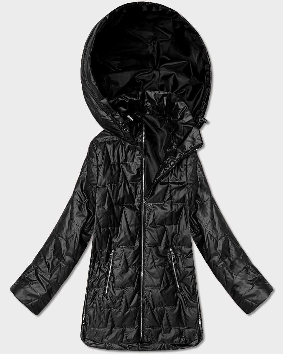 Cienka kurtka z kapturem plus size Goodlookin czarna (B8576-1)